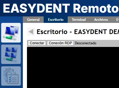Pantalla Escritorio de EasyDent Remoto con el botón Conectar